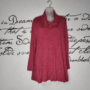 Carolina Belle Montreal Burgandy Swing Tunic, Cowl Neck, Long Sleeve Top
